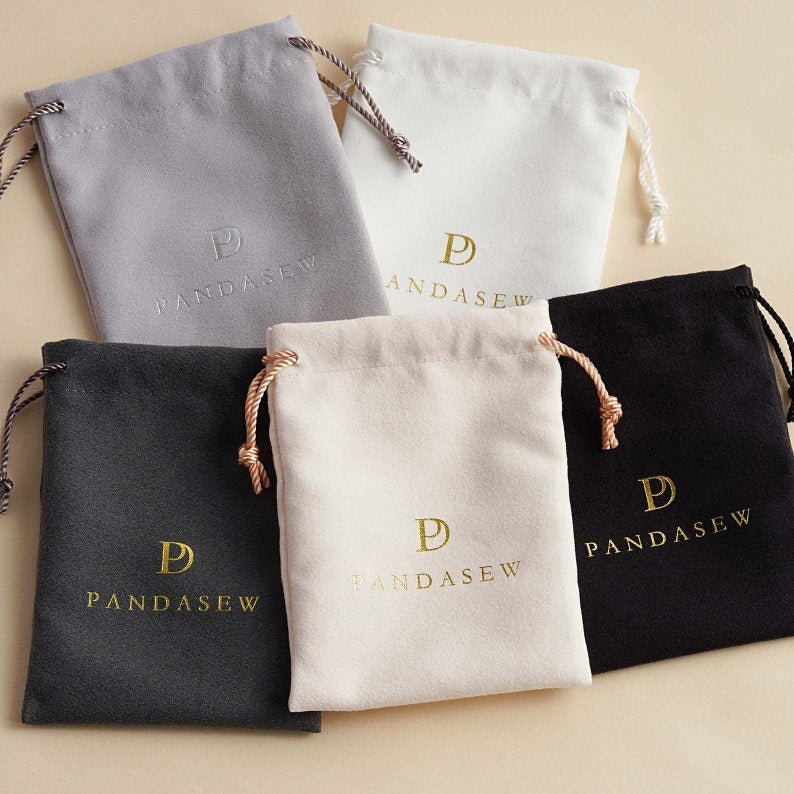 Custom Luxury Suede Drawstring Bags - Personalized Logo Jewelry | Prices include shipping - laribbons Custom Shop