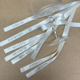 Custom Wedding Satin Ribbon Bows – Personalized Text & Icons | Wedding Place Setting | Laribbons Custom - laribbons Custom Shop