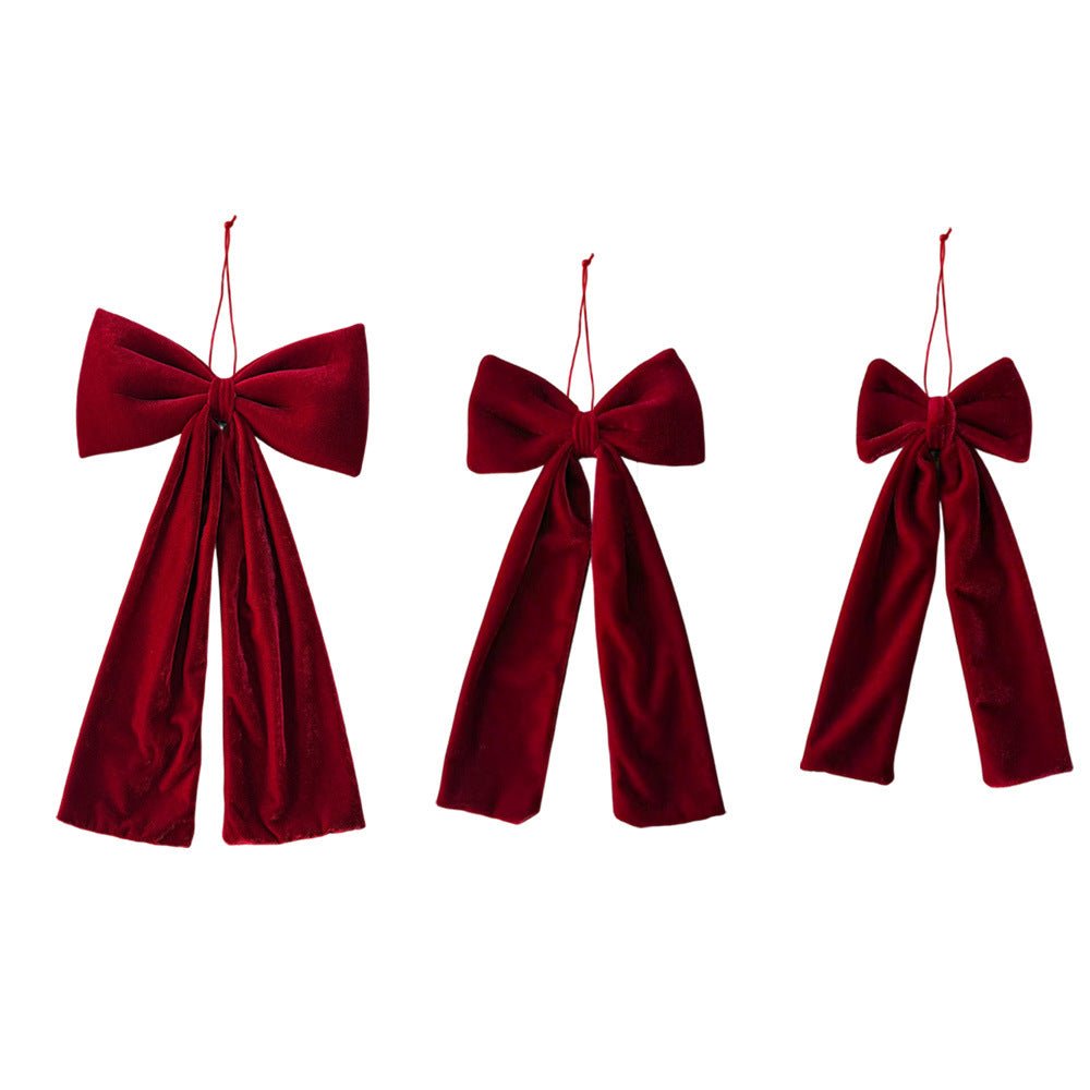 Vintage Burgundy Velvet Christmas Bow | Xmas Wreath Tree Door Decor Bow | 3 Sizes Available | MOQ 2 Pcs - Laribbons Custom