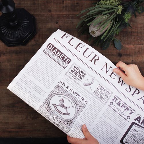 60cm*10Y Retro Newspaper Print Florist Wrapping Paper Roll Color Mixed | P.FGYWB-003 | MOQ 10 Rolls | Laribbon Custom - Laribbons Custom