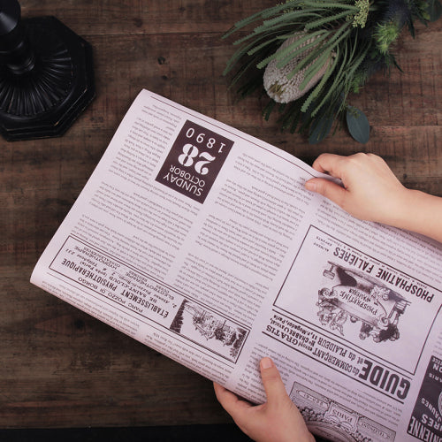 60cm*10Y Retro Newspaper Print Florist Wrapping Paper Roll Color Mixed | P.FGYWB-003 | MOQ 10 Rolls  | Laribbon Custom
