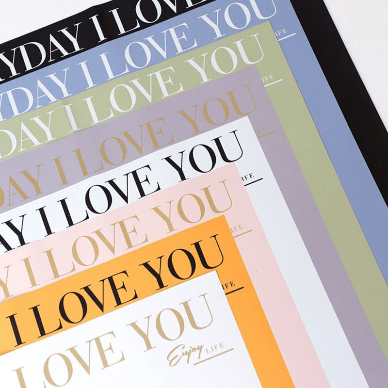 57x57cm BOPP "I LOVE YOU" Script Flower Packaging Sheets | P - PLDYB | MOQ 100pcs | Laribbon Custom - laribbons
