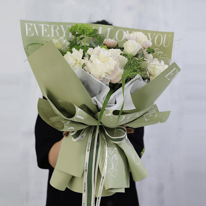 57x57cm BOPP "I LOVE YOU" Script Flower Packaging Sheets | P - PLDYB | MOQ 100pcs | Laribbon Custom - laribbons