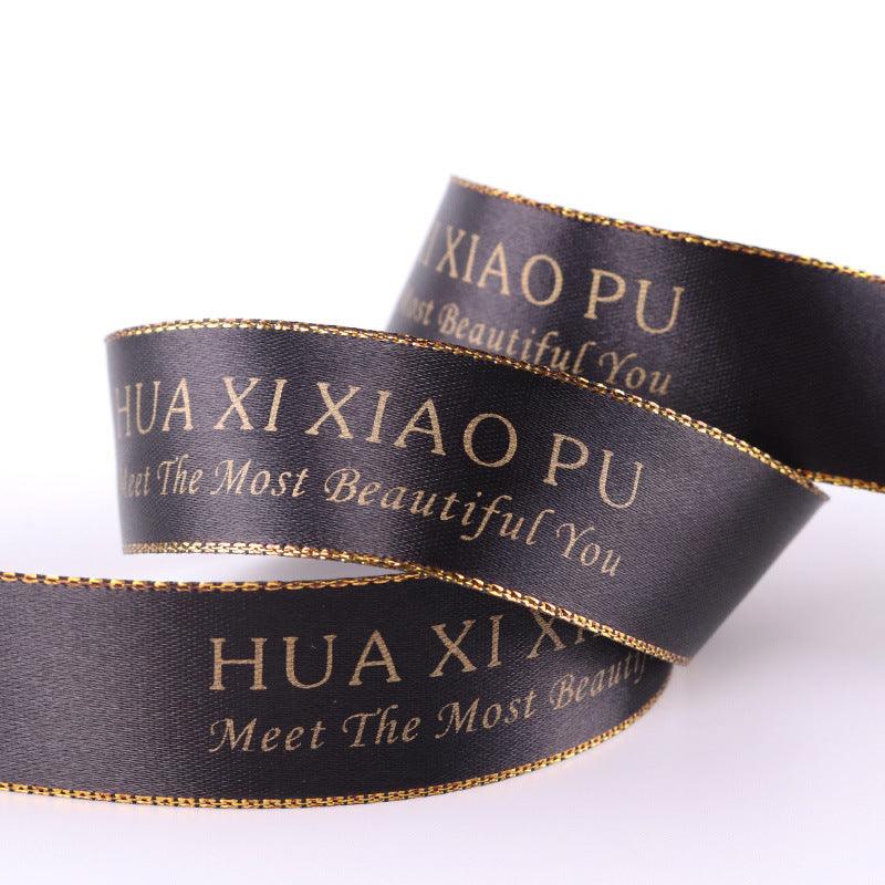 Custom Metallic Gold Ribbon with Wedding Brand Logo and Gifts Car Deco