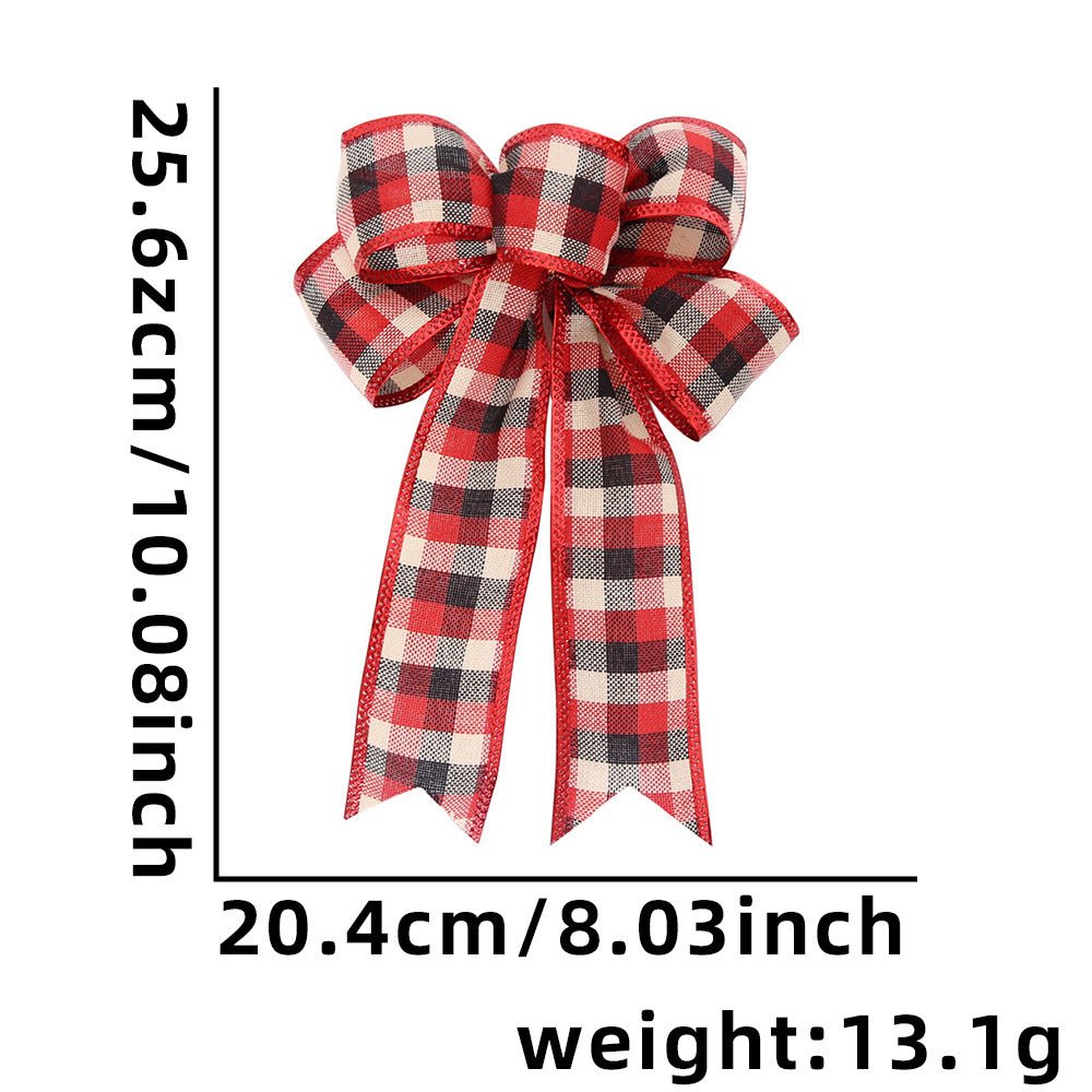 Christmas Burlap Bow Ornaments, Pre-Tied Plaid Holiday Bow for Christmas Tree Wreath Gift Wrapping, Assorted Styles, MOQ 5 Packs (2 pcs per pack), Mixable - Laribbons Custom