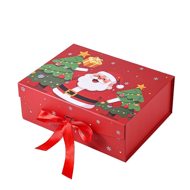Christmas Magnetic Gift Box, Pre-folded Flat Pack Gift Box with Satin Bow | 2 Sizes, 2pcs/Set, MOQ 5 Sets | Mixable - Laribbons Custom