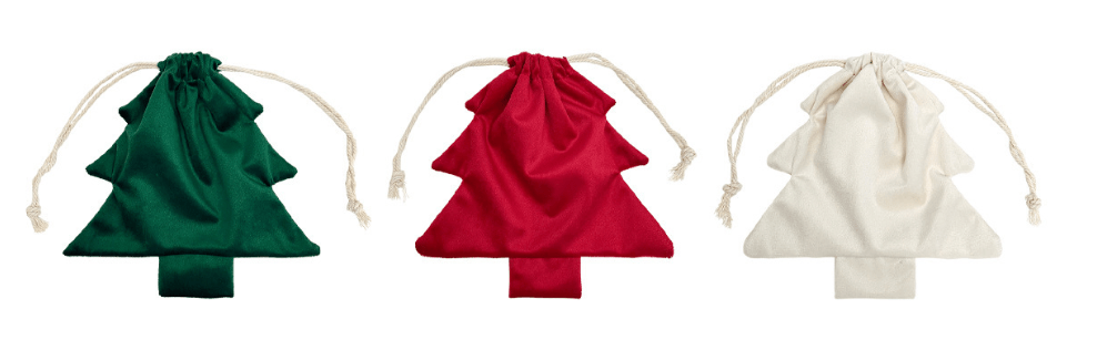 Christmas Tree Shape Velvet Drawstring Gift Pouches, Xmas Candy Jewelry Storage Bags| 2 Sizes, 2pcs/Pack | Mixable Colors - Laribbons Custom