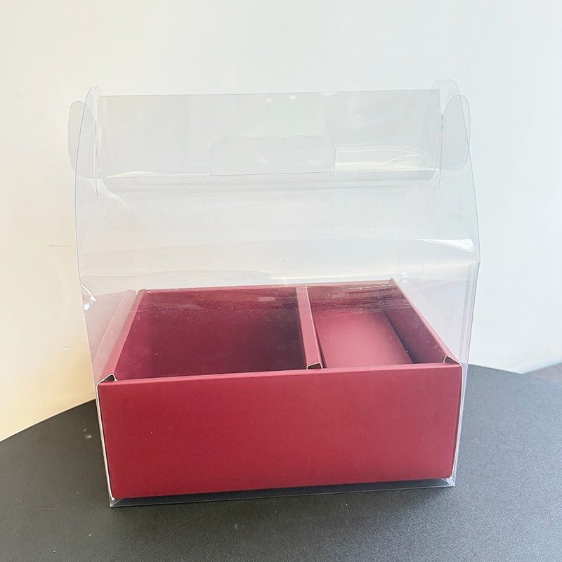 30×26.5×10cm Clear PVC Window Flower Gift Box with Handle | BX - TMXHSTH | Laribbons Custom - laribbons