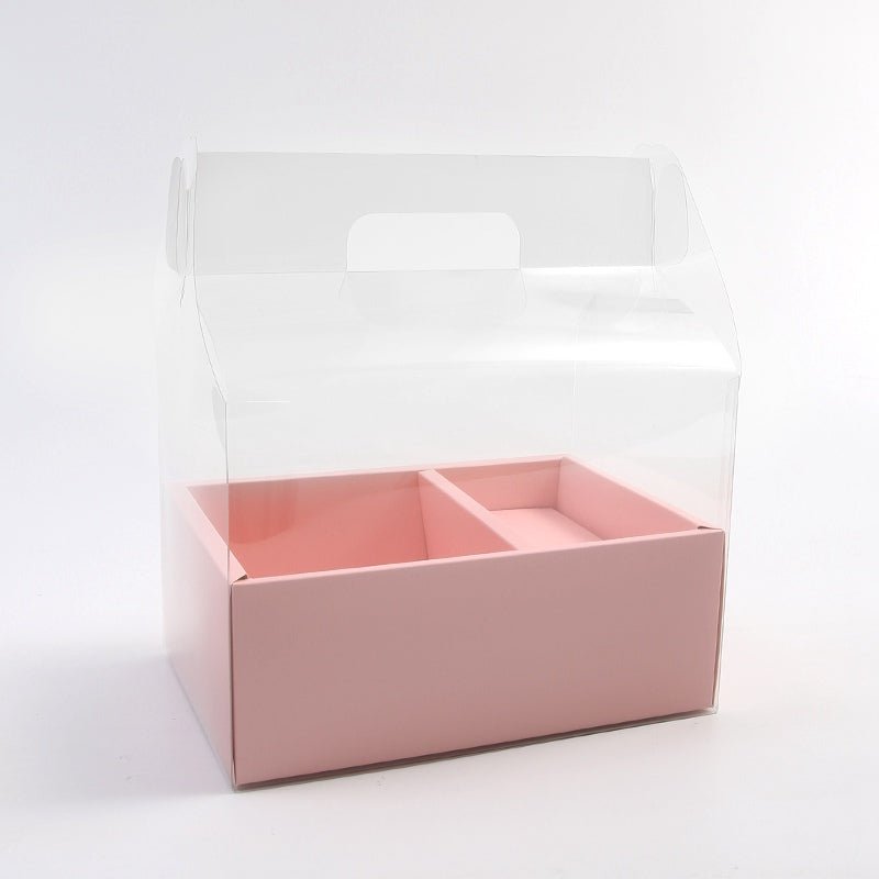 30×26.5×10cm Clear PVC Window Flower Gift Box with Handle | BX - TMXHSTH | Laribbons Custom - laribbons