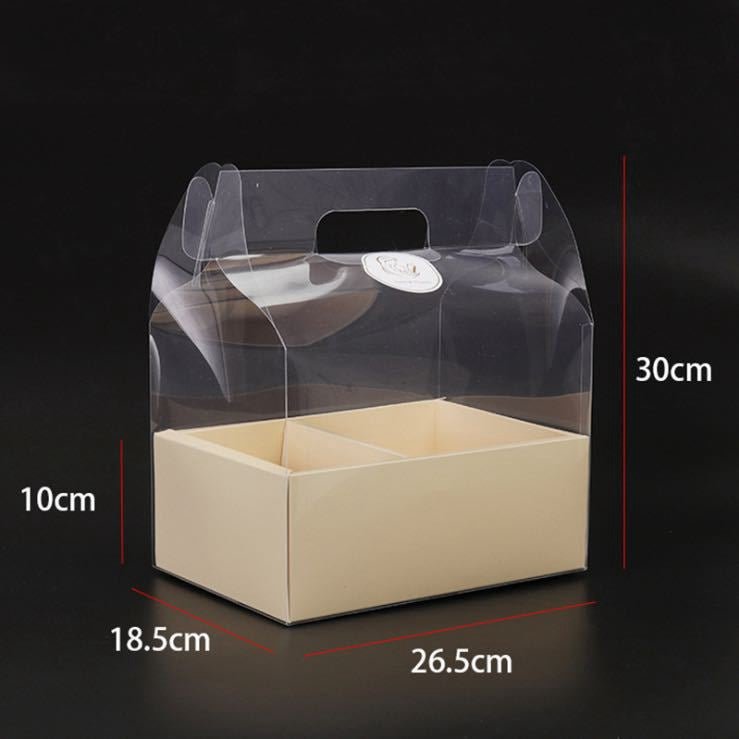 30×26.5×10cm Clear PVC Window Flower Gift Box with Handle | BX - TMXHSTH | Laribbons Custom - laribbons