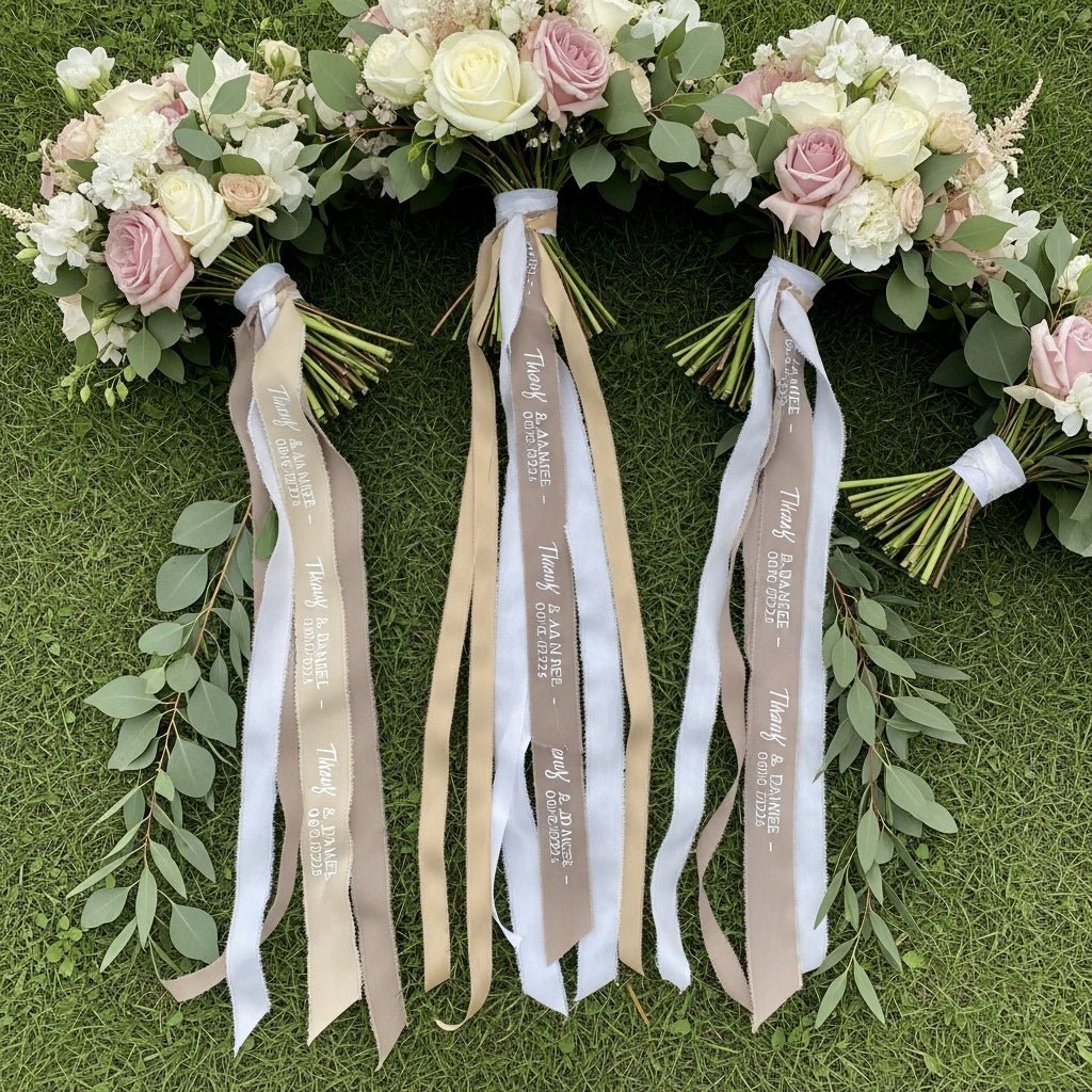 Custom Satin Wedding Ribbon| MOQ is 1 roll (100 yards), around 91 meters| Laribbons Custom - laribbons Custom Shop