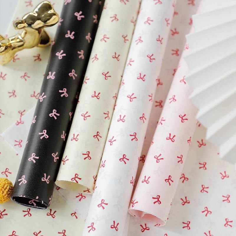 48x70cm Tiny Bow Print Flower Packaging Sheets | P - XLZHDJ| MOQ 100pcs | Laribbon Custom - laribbons