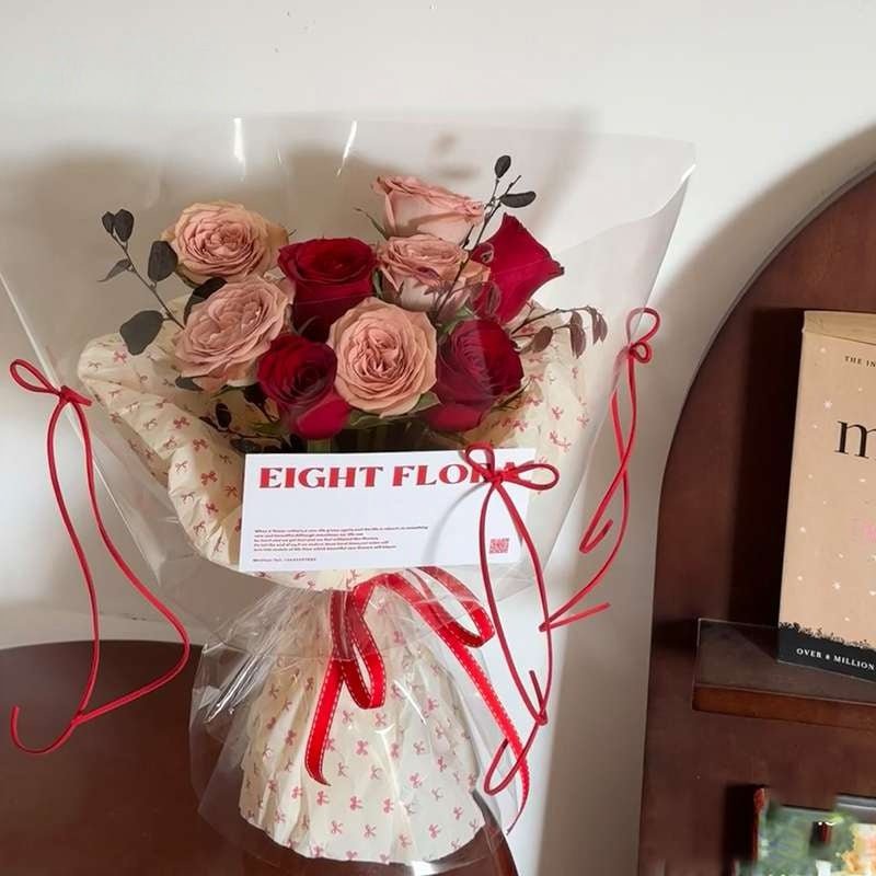 48x70cm Tiny Bow Print Flower Packaging Sheets | P - XLZHDJ| MOQ 100pcs | Laribbon Custom - laribbons