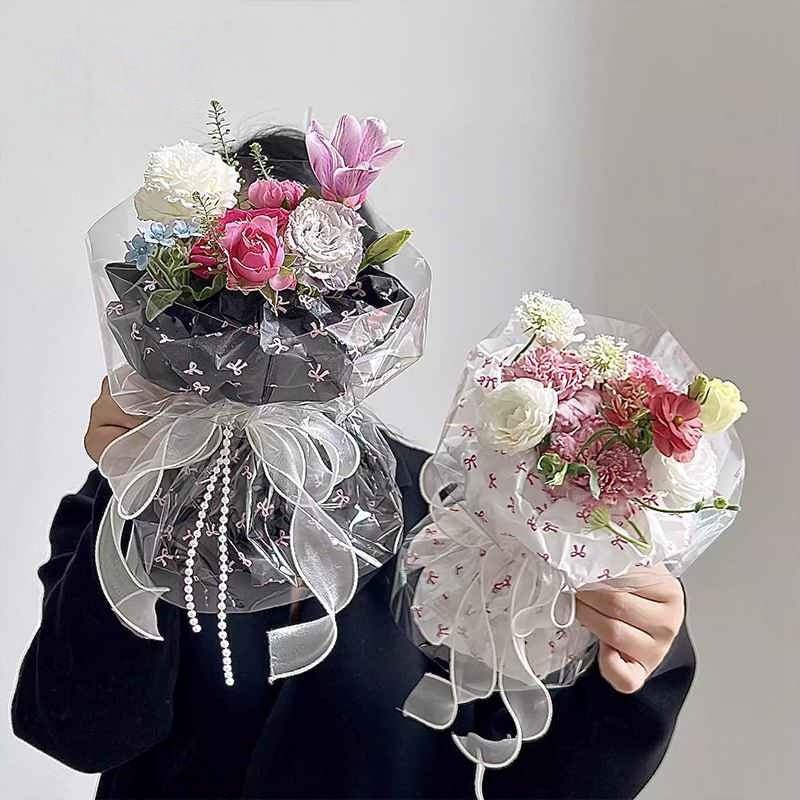 48x70cm Tiny Bow Print Flower Packaging Sheets | P - XLZHDJ| MOQ 100pcs | Laribbon Custom - laribbons