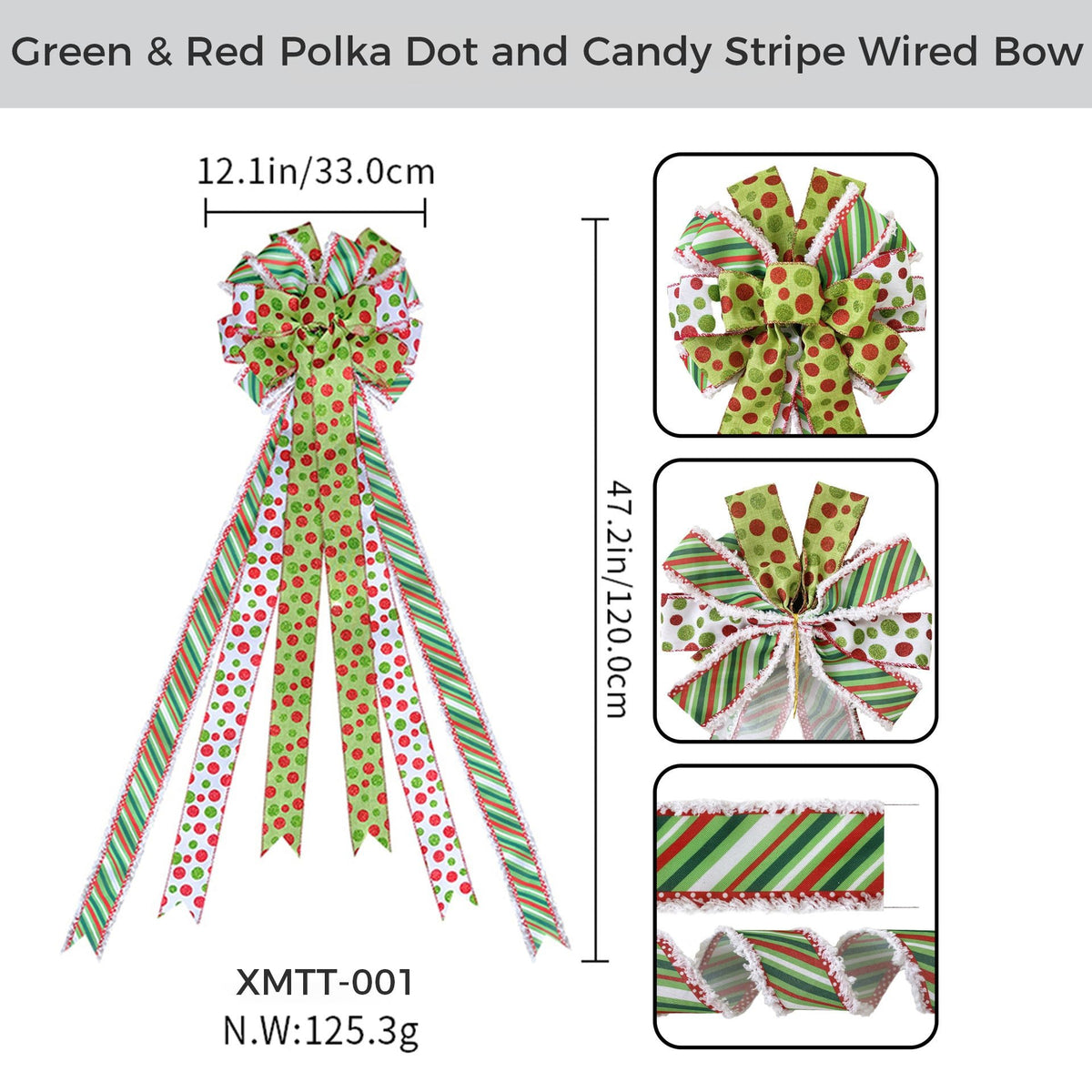 Large Wired Christmas Tree Bow Topper Ribbon Set – 100 Pack – Made to Order| Laribbons Custom - laribbons Custom Shop