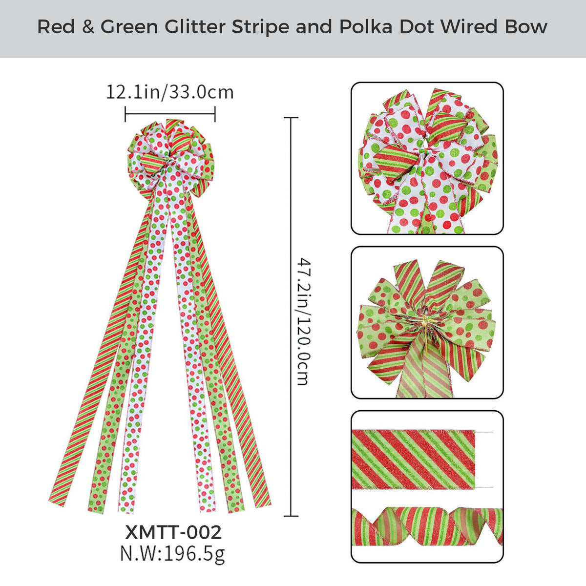 Large Wired Christmas Tree Bow Topper Ribbon Set – 100 Pack – Made to Order| Laribbons Custom - laribbons Custom Shop