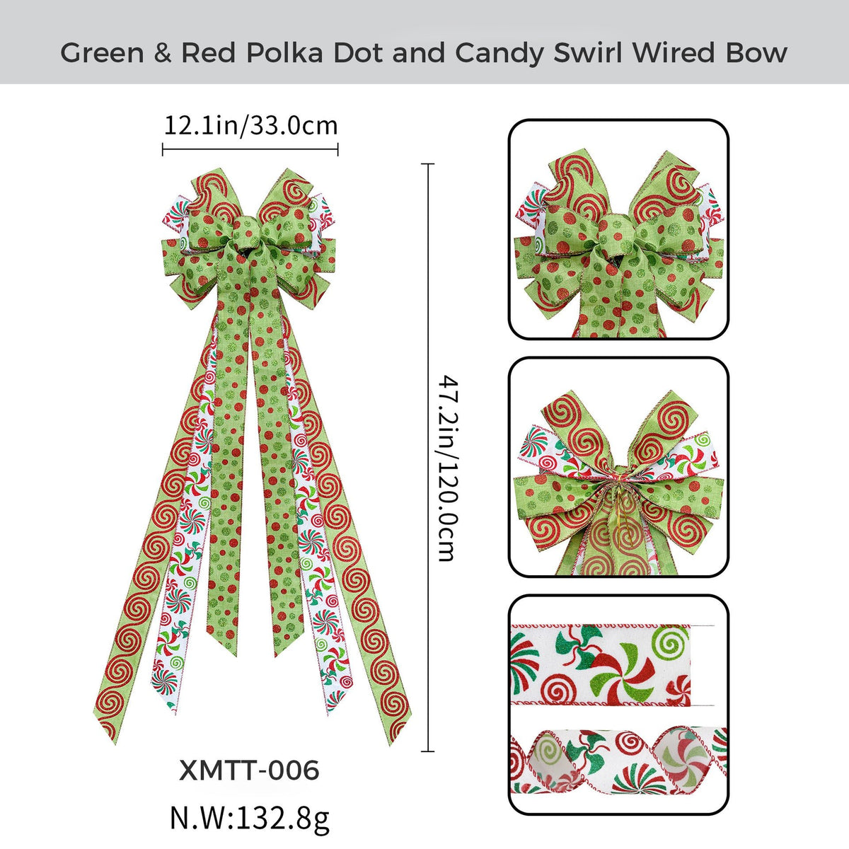 Large Wired Christmas Tree Bow Topper Ribbon Set – 100 Pack – Made to Order| Laribbons Custom - laribbons Custom Shop