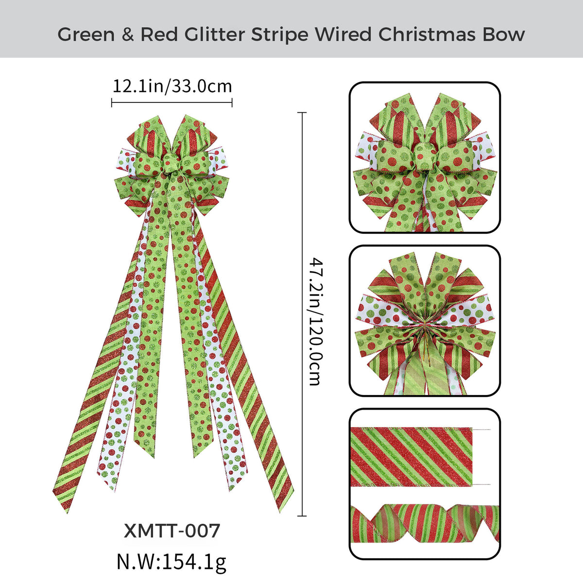 Large Wired Christmas Tree Bow Topper Ribbon Set – 100 Pack – Made to Order| Laribbons Custom - laribbons Custom Shop