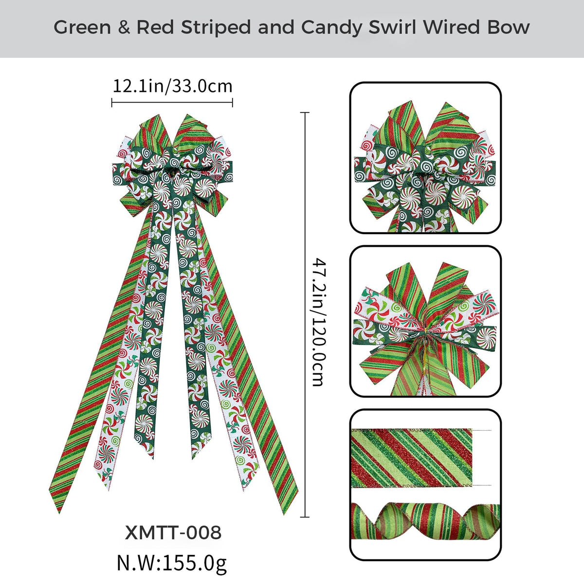 Large Wired Christmas Tree Bow Topper Ribbon Set – 100 Pack – Made to Order| Laribbons Custom - laribbons Custom Shop