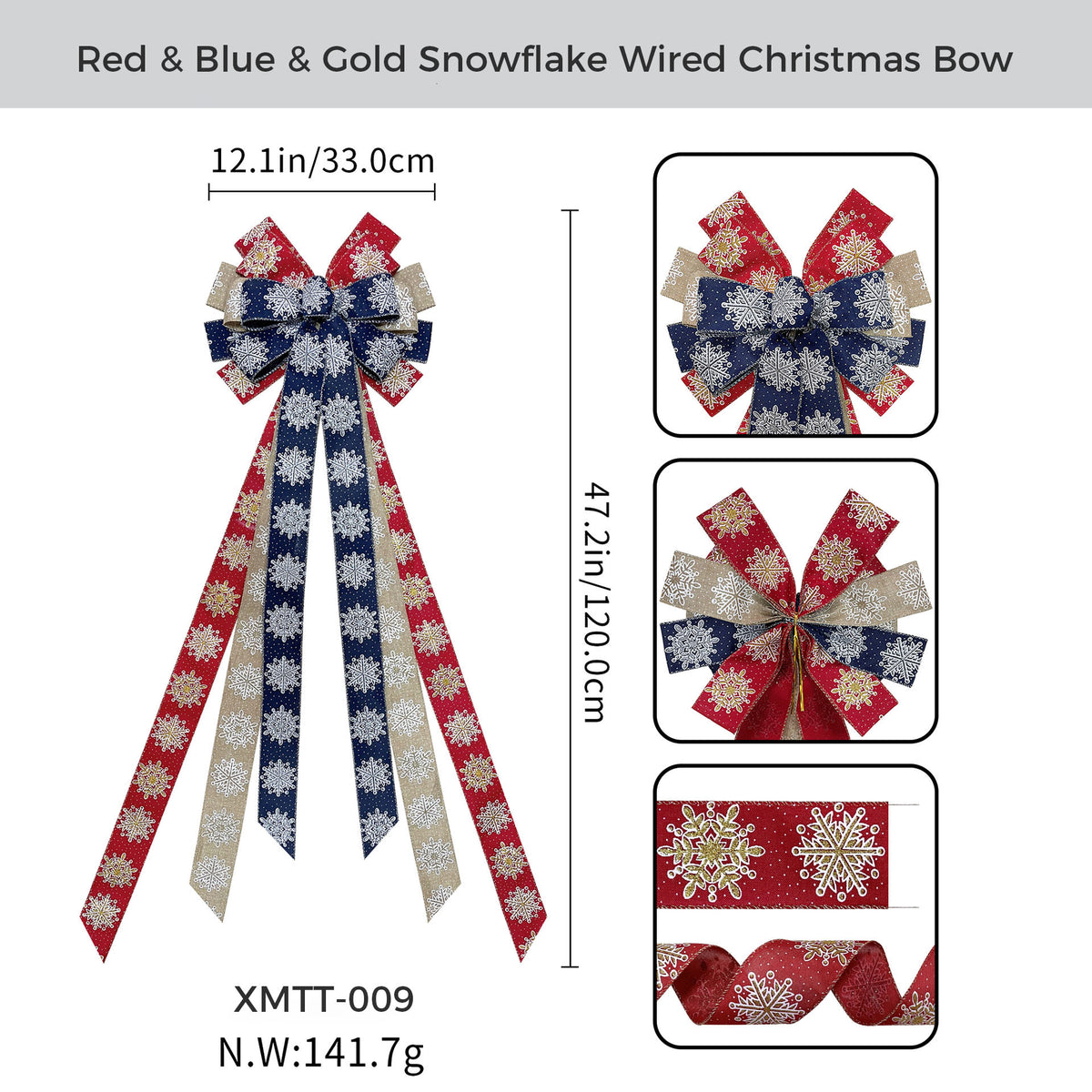 Large Wired Christmas Tree Bow Topper Ribbon Set – 100 Pack – Made to Order| Laribbons Custom - laribbons Custom Shop