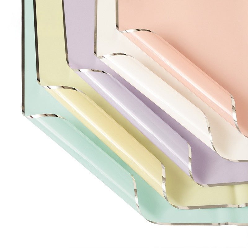 57x57cm BOPP Silver Trim Flower Packaging Sheets | P - YBGDM | MOQ 100pcs | Laribbon Custom - laribbons