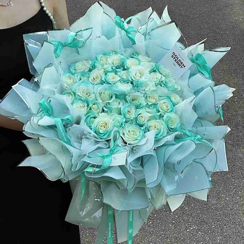 57x57cm BOPP Silver Trim Flower Packaging Sheets | P - YBGDM | MOQ 100pcs | Laribbon Custom - laribbons