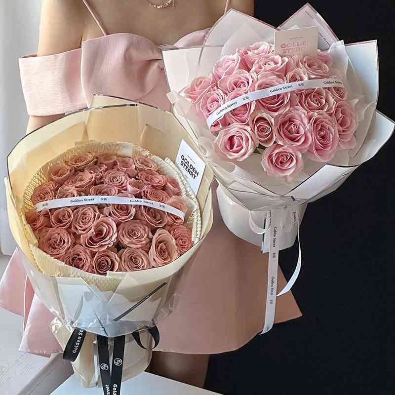 57x57cm BOPP Silver Trim Flower Packaging Sheets | P - YBGDM | MOQ 100pcs | Laribbon Custom - laribbons