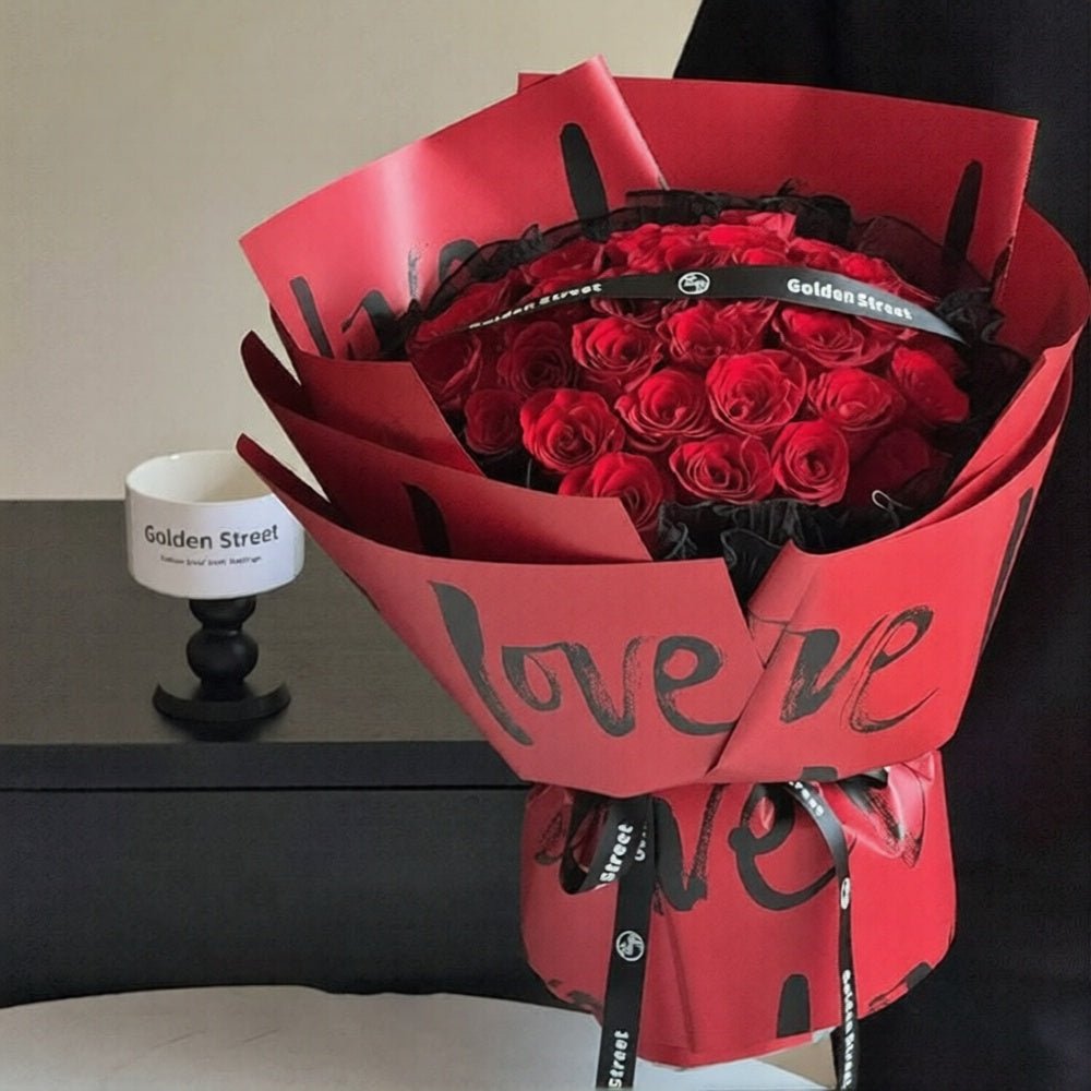 58x58cm BOPP "Love" Script Flower Packaging Sheets | P - YYZLOVE | MOQ 100pcs | Laribbon Custom - laribbons