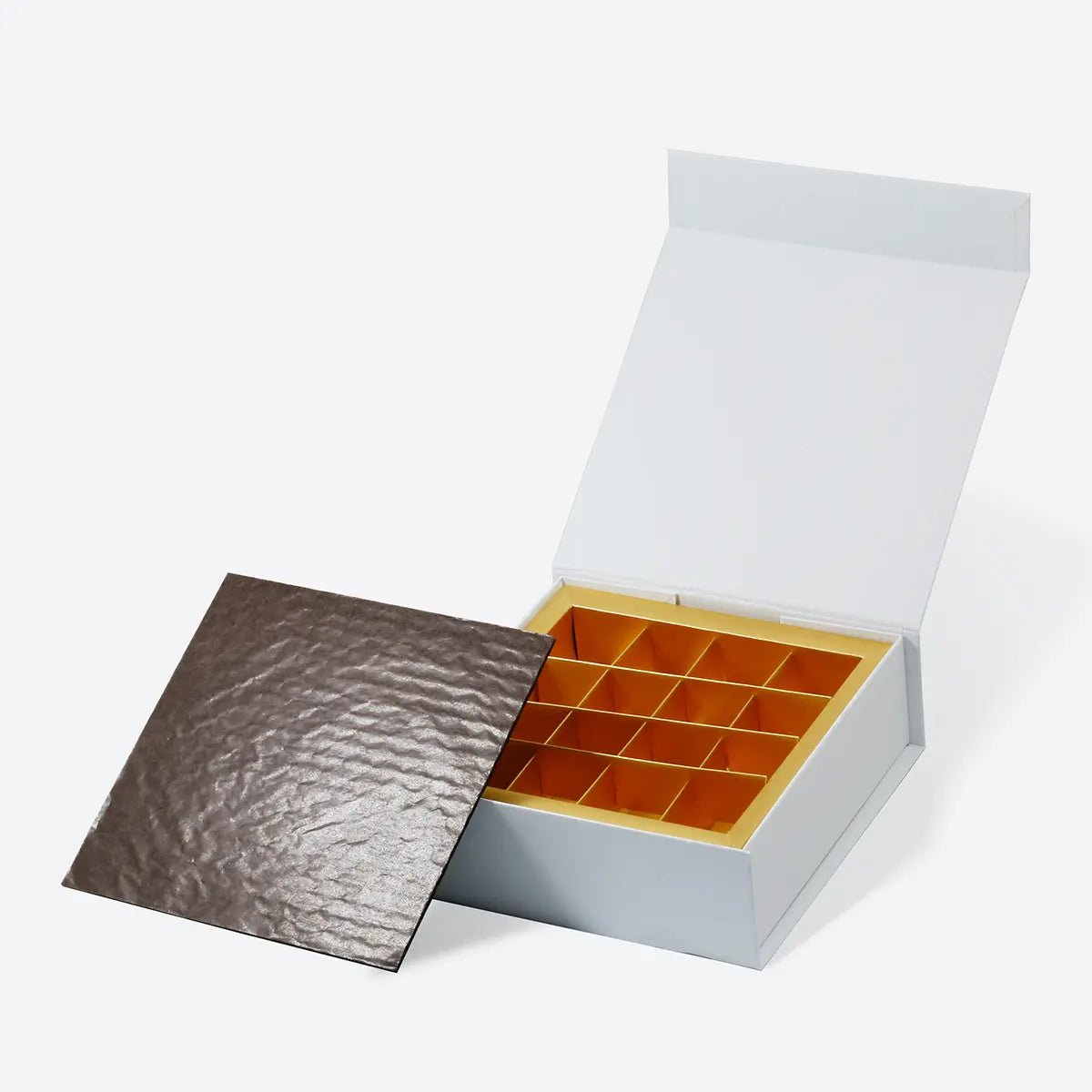 16 - Piece/Cavity A6 Square Empty Chocolate Confectionery Packaging Rigid Box - laribbons Custom Shop