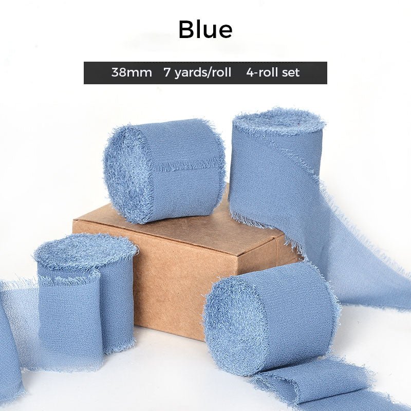 Handmade Chiffon Ribbon with Raw Edge – 1.5" Wide | 13 Wedding Colors | 7 Yards per Roll | 3 - Pack & 4 - Pack | Laribbons Custom - laribbons Custom Shop