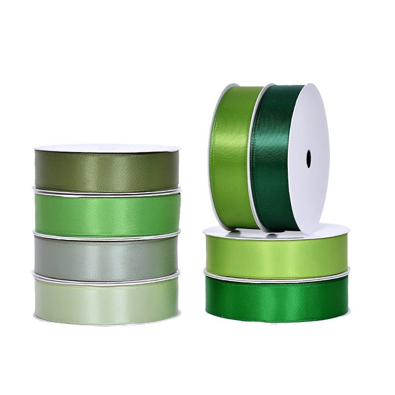 Wholesale Double Faced Satin Ribbon – Green Color Series – 3/8", 5/8", 7/8", 1.5" Wide – 100 Yards Per Roll – Bulk 500 Yards Minimum | Laribbons Custom - laribbons Custom Shop
