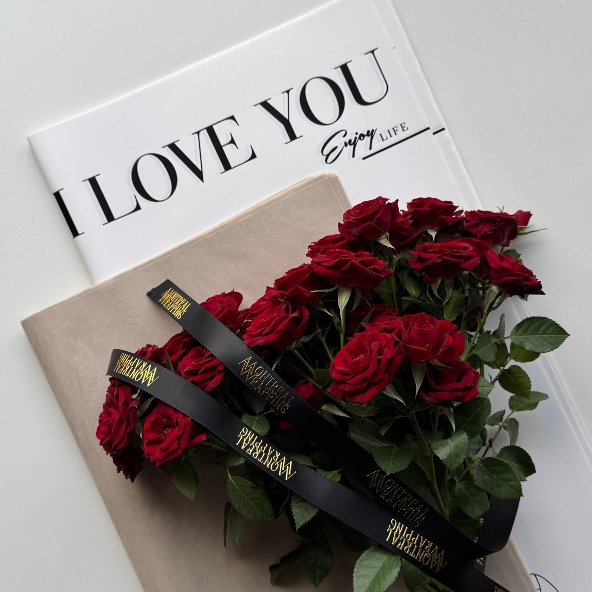 57x57cm BOPP "I LOVE YOU" Script Flower Packaging Sheets | P - PLDYB | MOQ 100pcs | Laribbon Custom - laribbons
