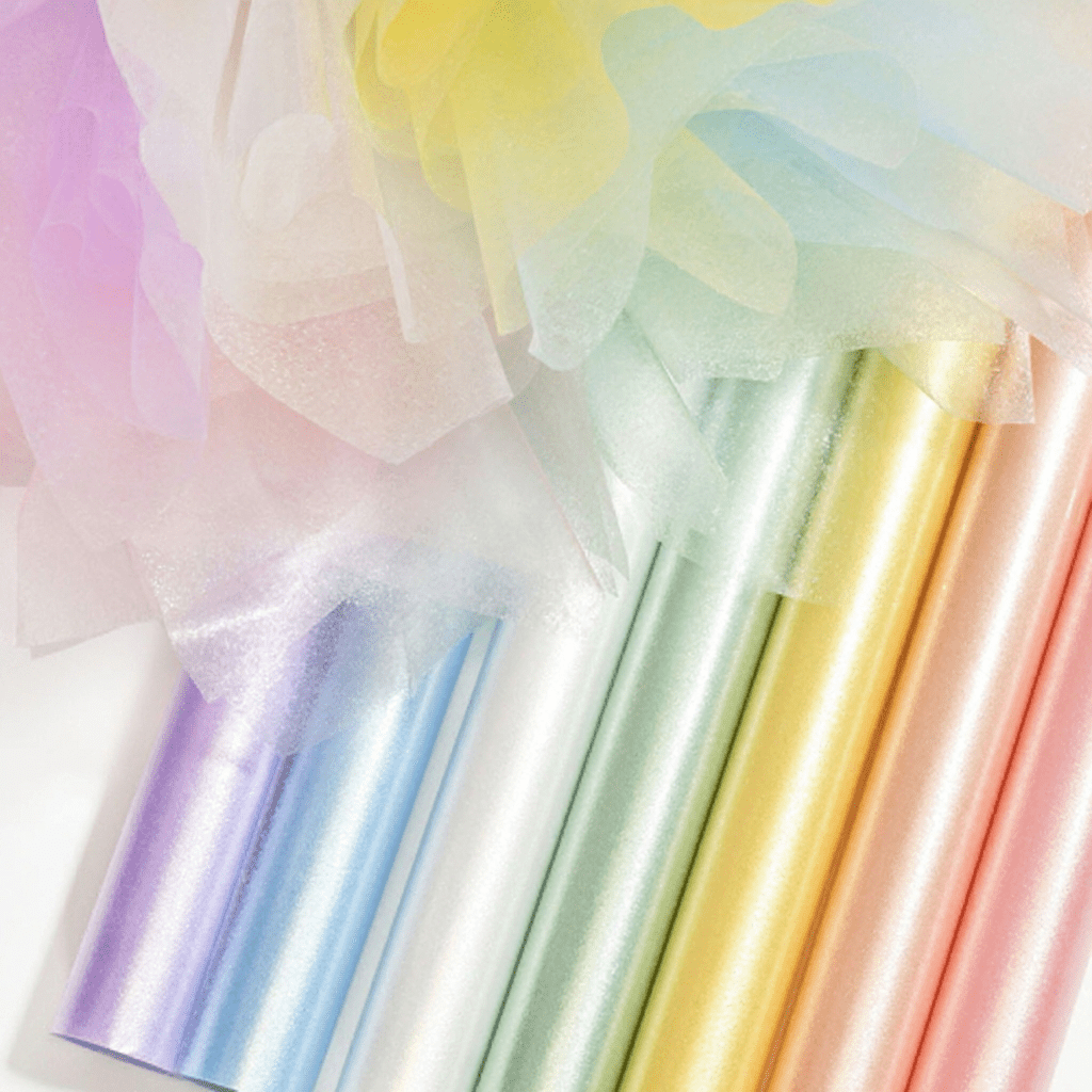 57cm*7Y 120 Micron Glitter Semi-transparent Florist Wrapping Film Roll Color Mixed | P.SBB | MOQ 10 Rolls | Laribbon Custom - Laribbons Custom