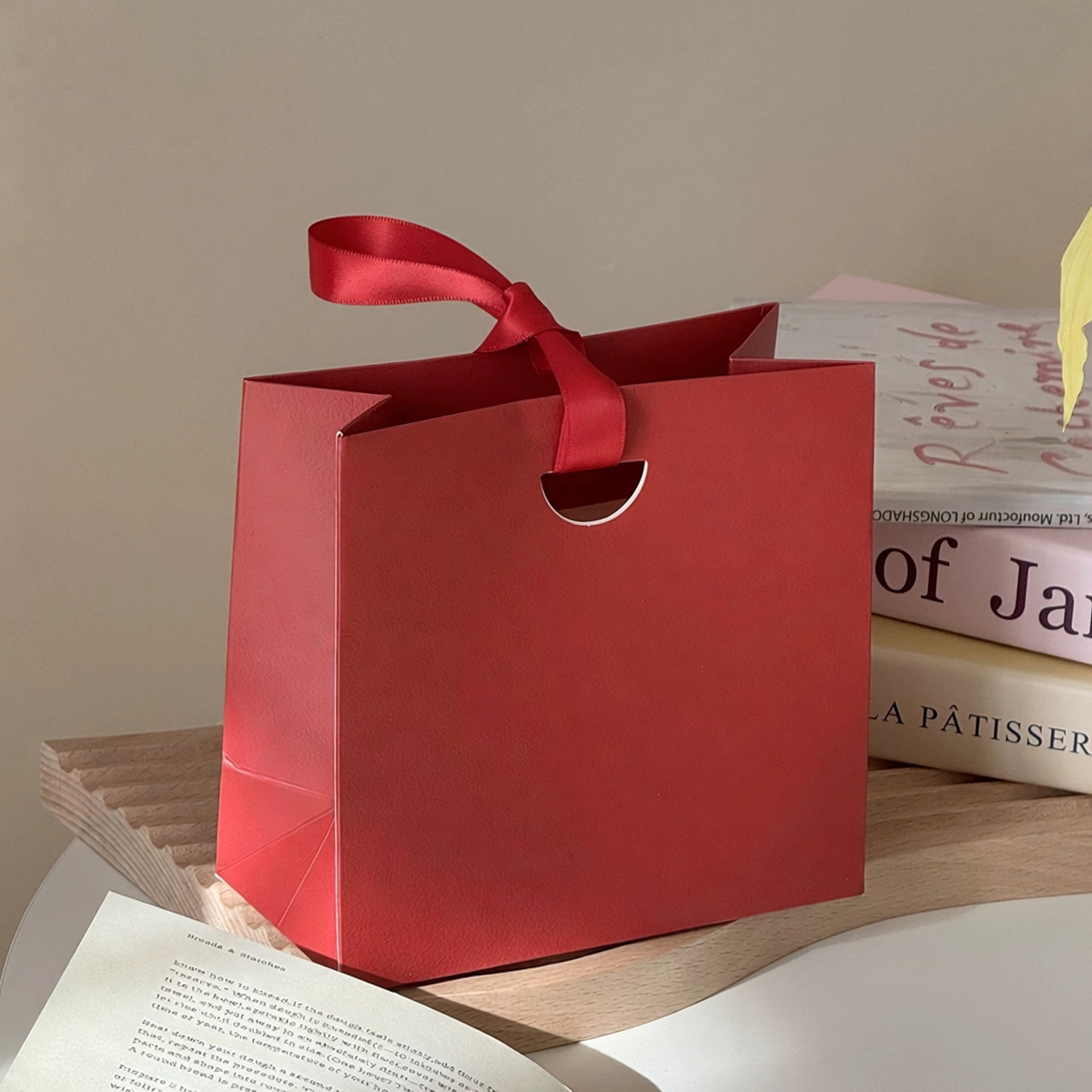 Custom Solid Color Paper Gift Bags with Satin Ribbon Handles MOQ 100pcs | Jewelry Bags | Make-up Bags
