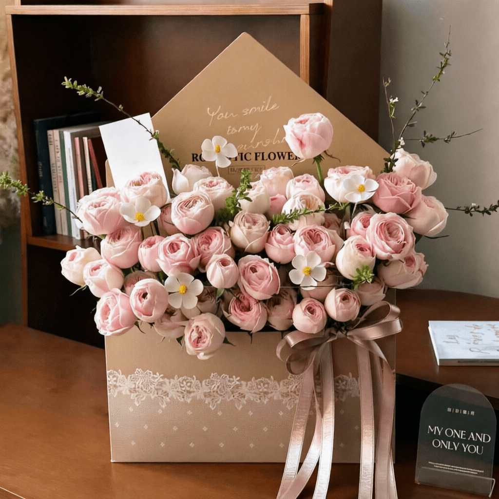35x8x51cm Envelope - Style Flower Gift Box with Lace Print | BX - LMLX | Laribbons Custom - laribbons