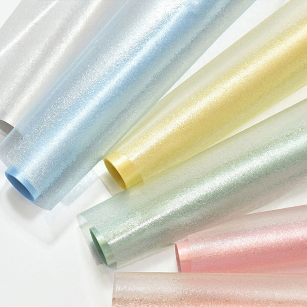 57cm*7Y 120 Micron Glitter Semi-transparent Florist Wrapping Film Roll Color Mixed | P.SBB | MOQ 10 Rolls  | Laribbon Custom