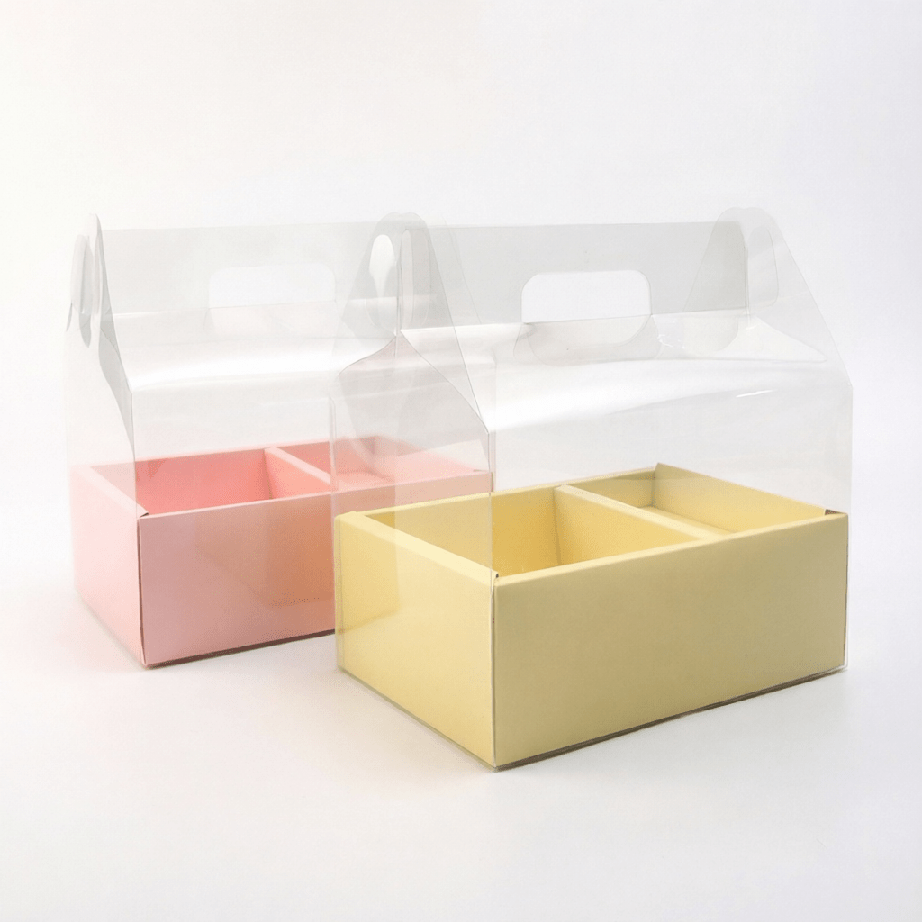 30×26.5×10cm Clear PVC Window Flower Gift Box with Handle | BX - TMXHSTH | Laribbons Custom - laribbons