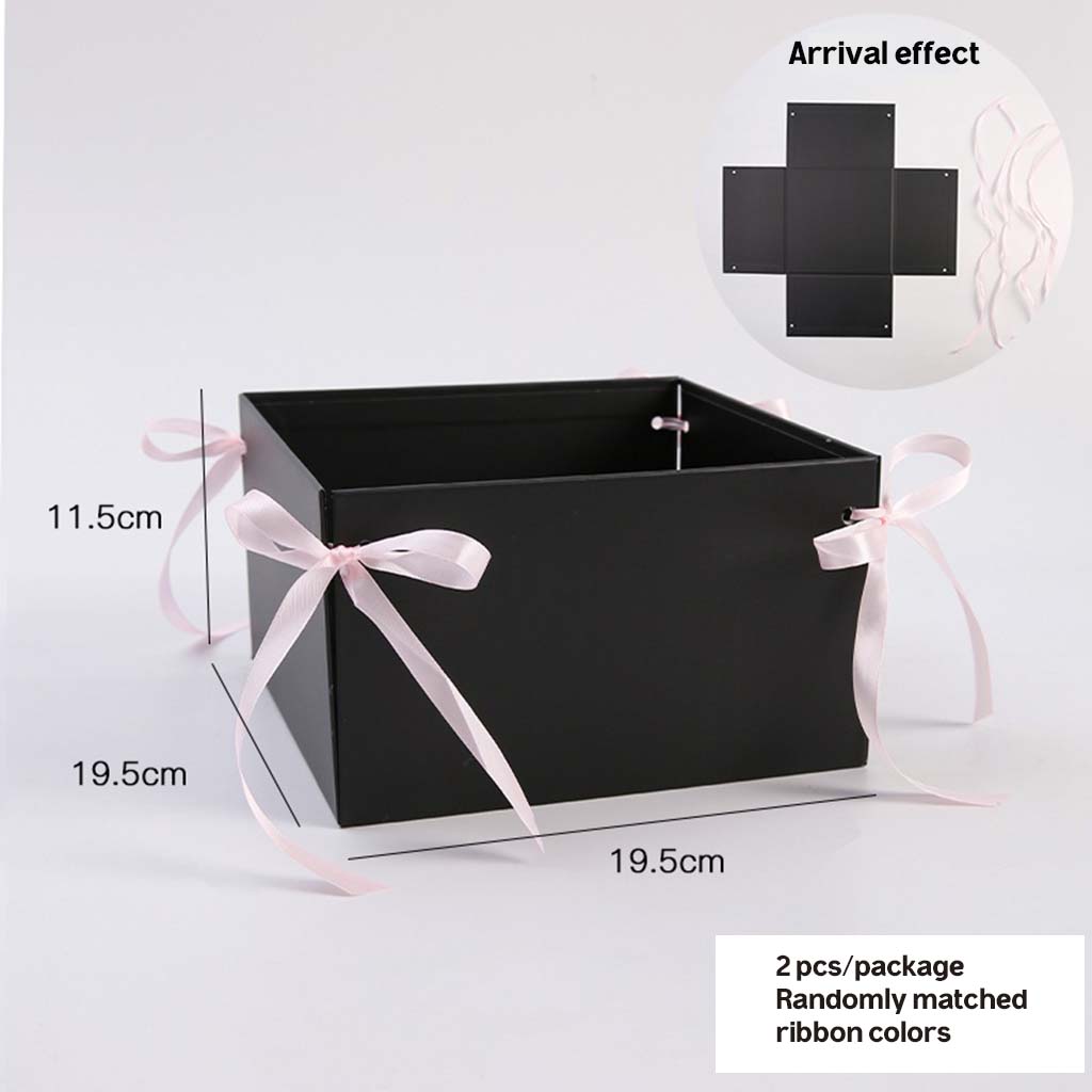 19.5×19.5×11.5cm Square Flower Gift Box with Ribbon Ties | BX - TXBDLH | Laribbons Custom - laribbons