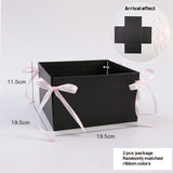 19.5×19.5×11.5cm Square Flower Gift Box with Ribbon Ties | BX - TXBDLH | Laribbons Custom - laribbons