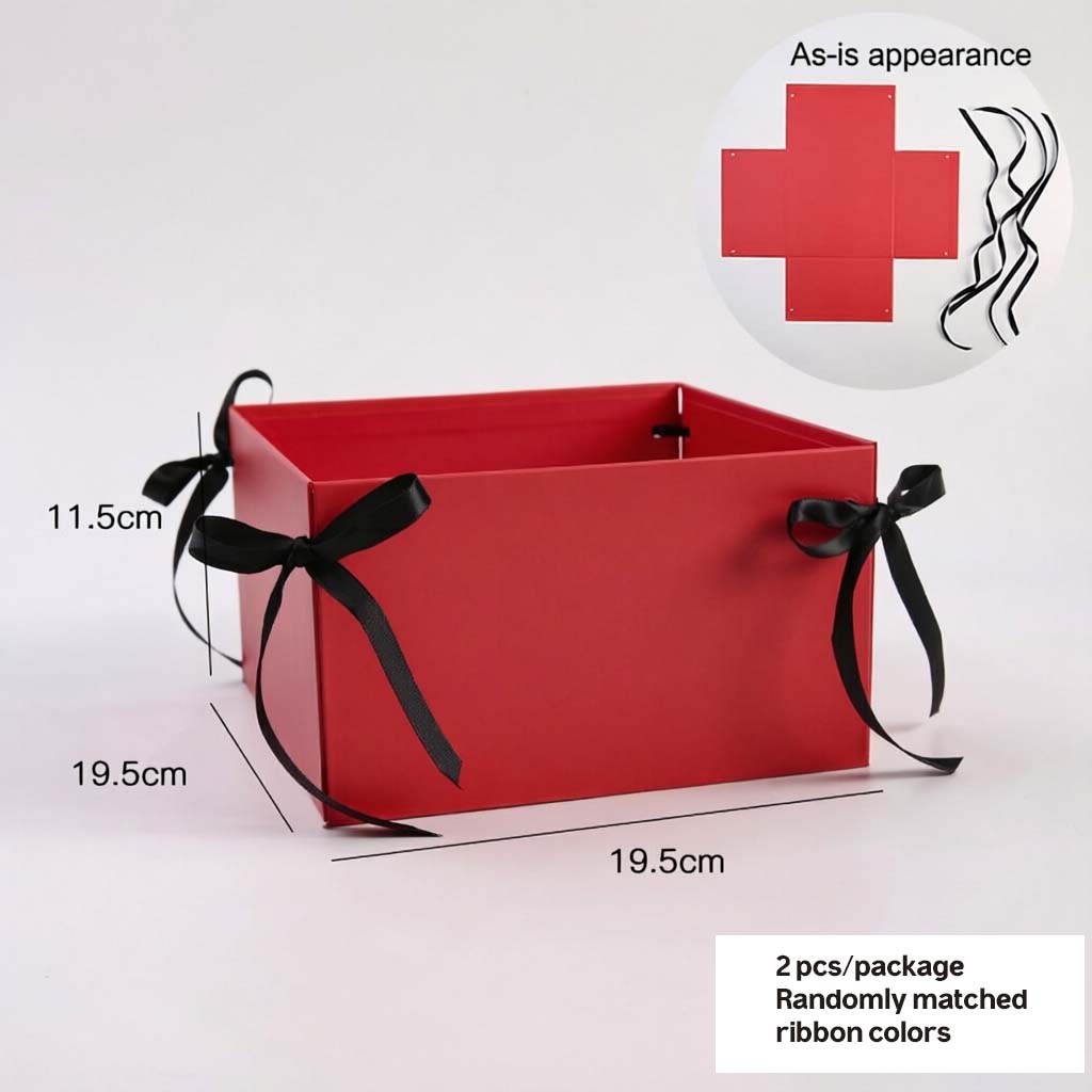 19.5×19.5×11.5cm Square Flower Gift Box with Ribbon Ties | BX - TXBDLH | Laribbons Custom - laribbons