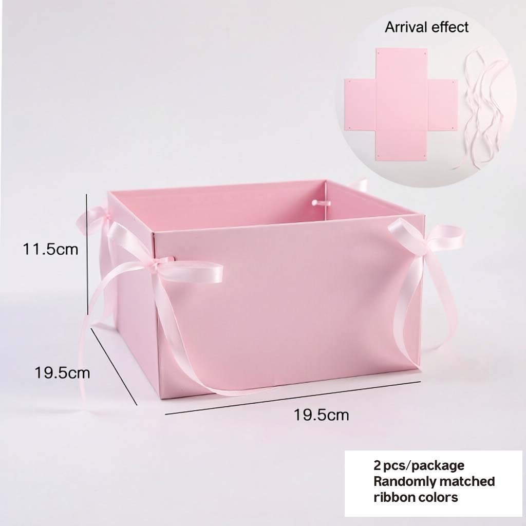 19.5×19.5×11.5cm Square Flower Gift Box with Ribbon Ties | BX - TXBDLH | Laribbons Custom - laribbons