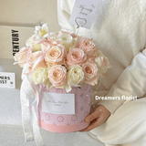 18x17cm Monogram Print Cylinder Flower Box | BX - GST | Laribbons Custom - laribbons