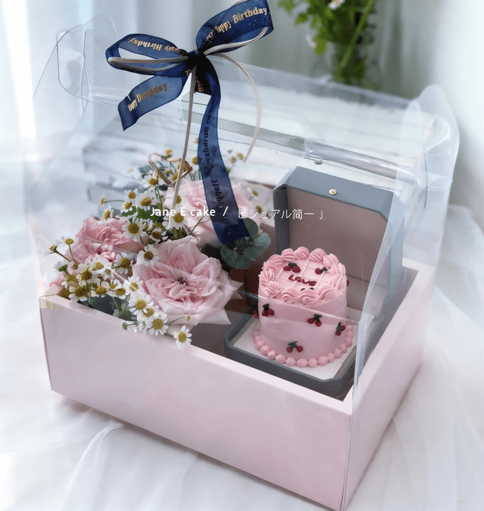 30×26.5×10cm Clear PVC Window Flower Gift Box with Handle | BX - TMXHSTH | Laribbons Custom - laribbons