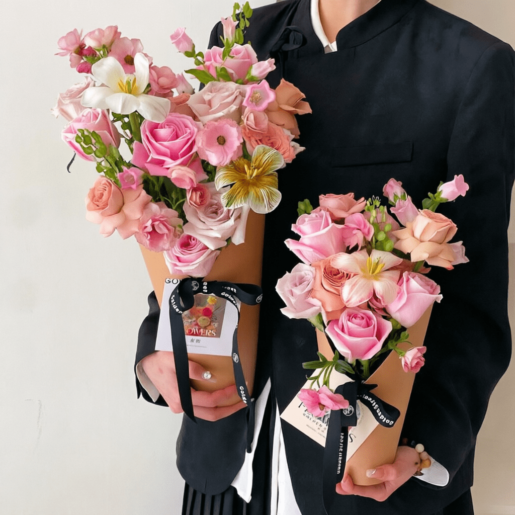 V - Shaped Foil - Lined Flower Cone Holder | BX - TMMHST | Laribbons Custom - laribbons