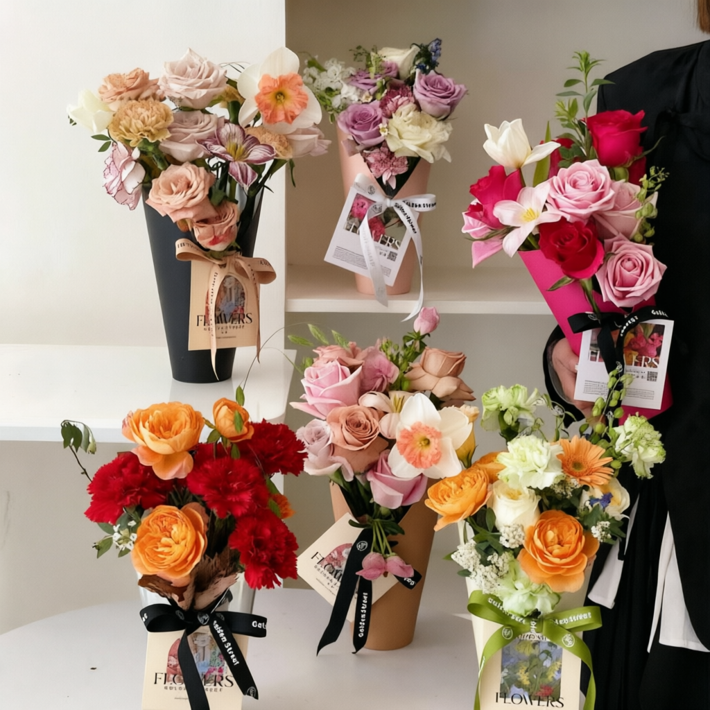 V - Shaped Foil - Lined Flower Cone Holder | BX - TMMHST | Laribbons Custom - laribbons