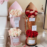 18x17cm Monogram Print Cylinder Flower Box | BX - GST | Laribbons Custom - laribbons