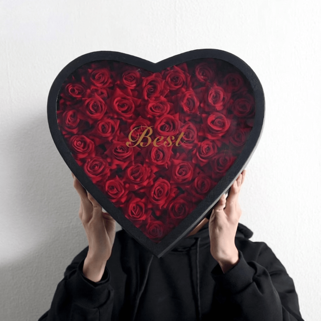 Heart - Shaped Flower Gift Box with Clear Window | BX - FSSJDTX | Laribbons Custom - laribbons