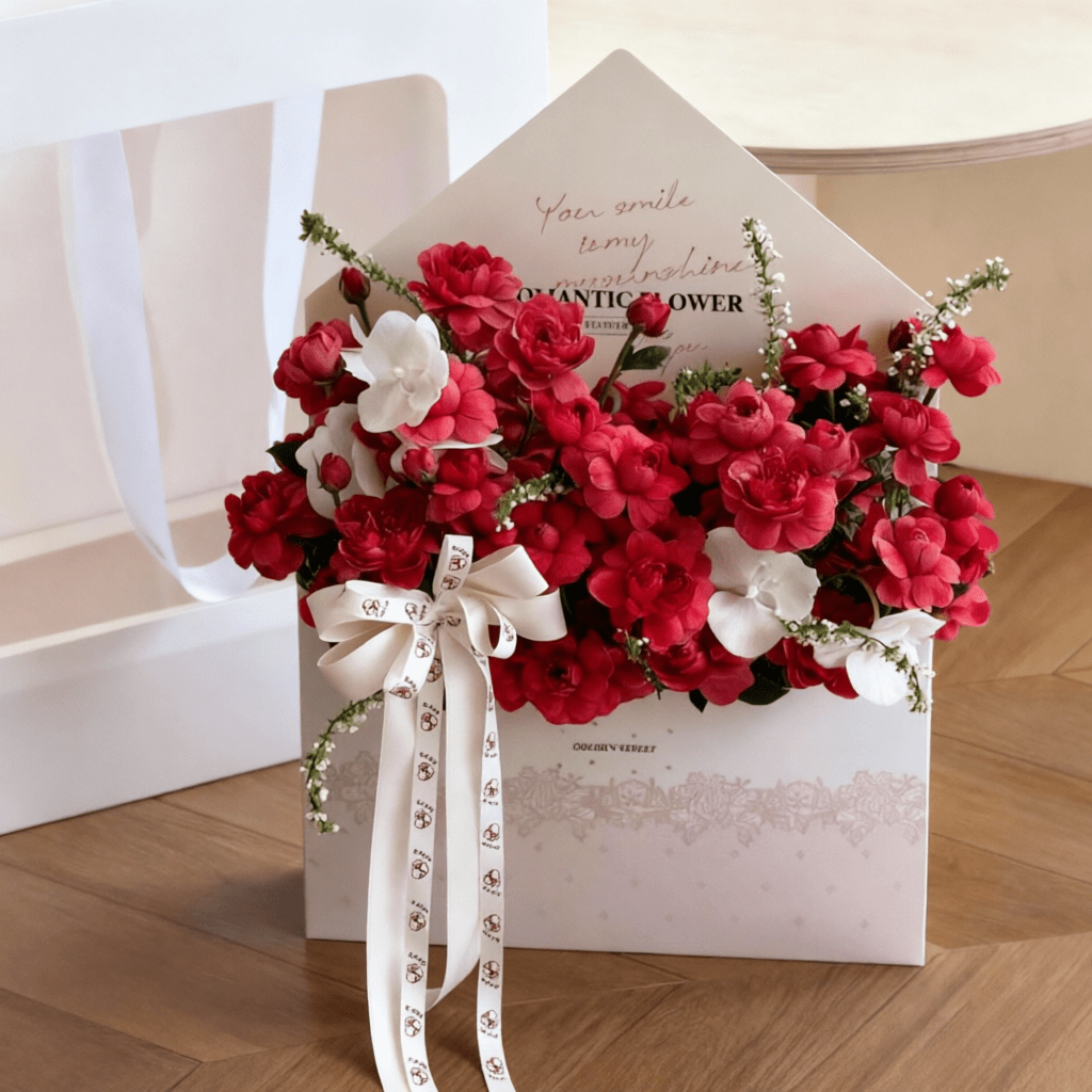 35x8x51cm Envelope - Style Flower Gift Box with Lace Print | BX - LMLX | Laribbons Custom - laribbons