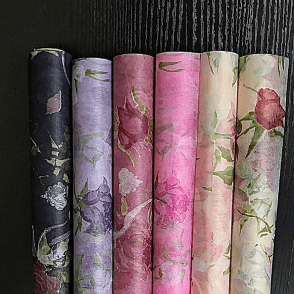 50cm*5Y Vintage Watercolor Rose Non-Woven Florist Wrapping Paper Roll Color Mixed | P.MGDGS-roll | MOQ 10 Rolls | Laribbon Custom - Laribbons Custom