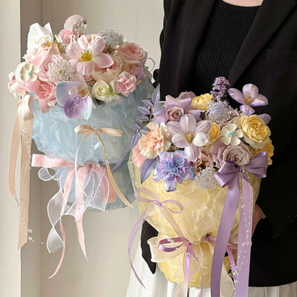 57cm*7Y 120 Micron Glitter Semi-transparent Florist Wrapping Film Roll Color Mixed | P.SBB | MOQ 10 Rolls  | Laribbon Custom